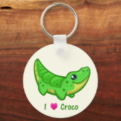Porte-clés Mignon crocodile love kawaii dessin animé (Recto)