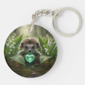 Porte-clés Mignon hérisson de mai avec cœur d'émeraude (Dos)