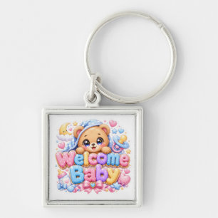 Porte-clés Mignon Kawaii Bienvenue Bébé Ours en Peluche Rose 