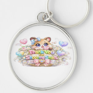 Porte-clés Mignon Kawaii Merci pour votre achat Petit Chat Au