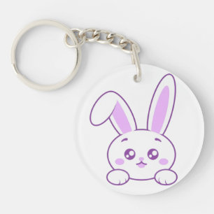 Porte-clés Mignon Kawaii Pastel Violet Lapin Acrylique qui re