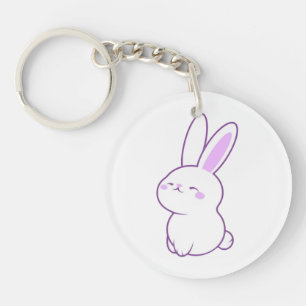 Porte-clés Mignon Kawaii Pastel Violet Lapin Assis en Acryliq