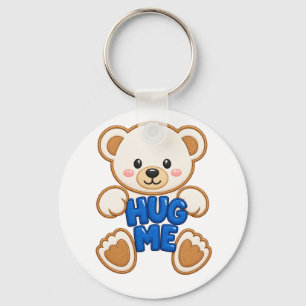 Porte-clés Mignon Ours en Peluche Fais Moi un Câlin Broderie