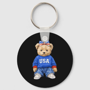 Porte-clés Mignon ours patriotique États-Unis 4 juillet améri