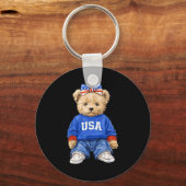 Porte-clés Mignon ours patriotique États-Unis 4 juillet améri (Recto)