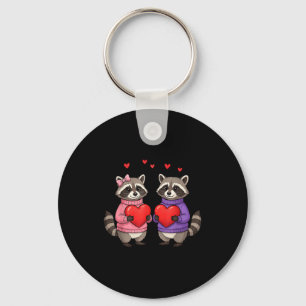 Porte-clés Mignon Raton Laveur Sauvage Saint-Valentin Cœur Am