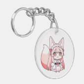 Porte-clés Mignon Renarde Chibi Rose Pastel  (Devant gauche)