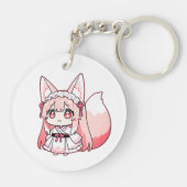 Porte-clés Mignon Renarde Chibi Rose Pastel  (Dos)