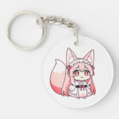 Porte-clés Mignon Renarde Chibi Rose Pastel  (Devant)