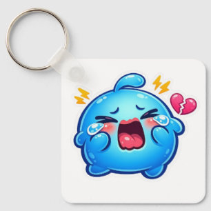 Porte-clés Mignon Slime Kawaii Triste Bleu qui Pleure avec un
