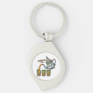 Porte-clés Mignon Théière et Verres à Thé à la Menthe Marocai