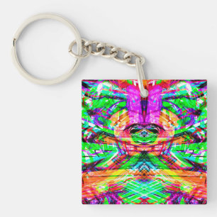 Porte-clés Mignon tribal néon abstrait symétrique coloré
