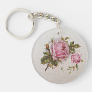 Porte-clés Mignon vintage Girly rose élégant s'est levé