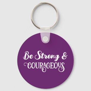 Porte-clés Mignon Violet Foncé Fort et Courageux Simple