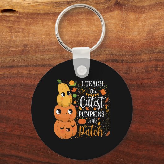 Porte-clés Mignonne Automne Enseigner Citrouille Cutest Dans (Recto)