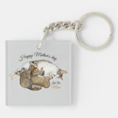 Porte-clés Mignonne chatte maman allaitant ses petits chatons (Dos)