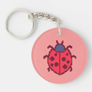 Porte-clés Mignonne coccinelle pixelisée insecte 