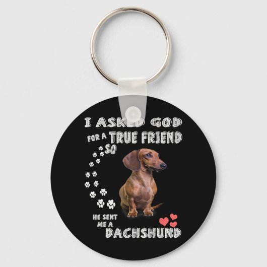 Porte-clés Mignonne Dachshund Doxie Cadeaux Fille Dachshund M (Recto)