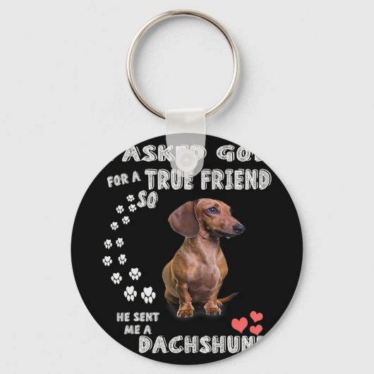 Porte-clés Mignonne Dachshund Doxie Cadeaux Fille Dachshund M (Recto)