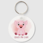 Porte-clés mignonne dame de porc fou ajouter du texte (Recto)