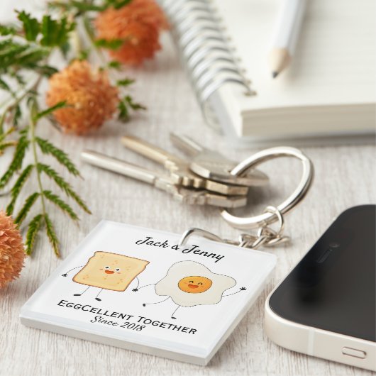 Porte-clés Mignonne Drôle Joyeux Toast Eggcelcelcelcelcate En (Devant Droit)