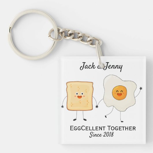 Porte-clés Mignonne Drôle Joyeux Toast Eggcelcelcelcelcate En (Devant)