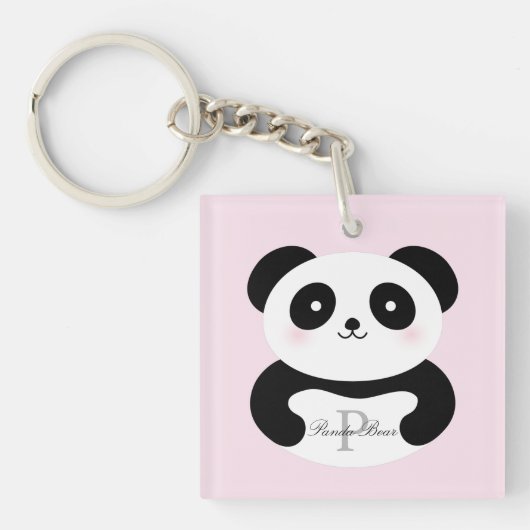 Porte-clés Mignonne fille bébé Panda Ours Monogramme (Devant)