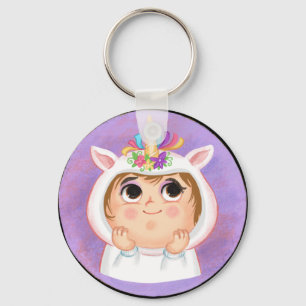 Porte-clés Mignonne fille dans un costume d'Halloween unicorn