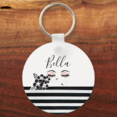 Porte-clés Mignonne fille personnalisée Eyelashes Indigène (Recto)