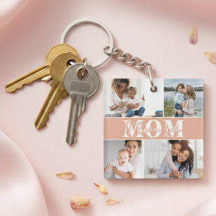 Porte-clés Mignonne JE T'AIME MOM Fête des Mères Photo