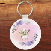 Porte-clés Mignonne lapin et fleurs (Recto)