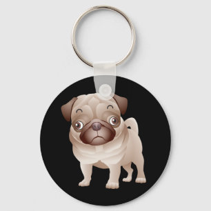 Porte-clés Mignonne maman Carlin Puppy Cartoon Dogue papa