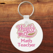 Porte-clés Mignonne Mondes Rose Meilleur Enseignant Math (Recto)