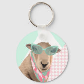 Porte-clés Mignonne Mouton Avec Lunettes (Verso)