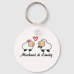 Porte-clés Mignonne mouton tendance dans l'amour personnalisé