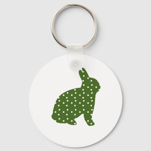 Porte-clés Mignonne Pâques lapin vert olive avec taches blanc (Recto)
