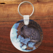 Porte-clés mignonne petite souris dans la neige (Recto)