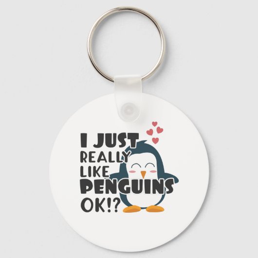 Porte-clés Mignonne Pingouin J'Aime Vraiment Les Pingouins D' (Recto)