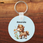 Porte-clés Mignonne Pony Mange Manger Des Marguerites (Recto)