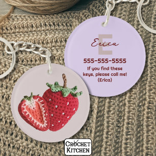Porte-clés Mignonne rose minimaliste Granny Chic Crochet frai