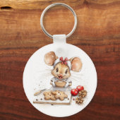 Porte-clés Mignonne souris Chef Noël (Recto)
