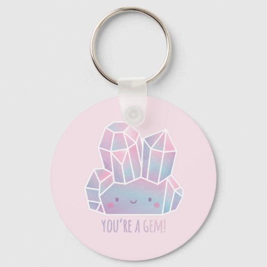 Porte-clés Mignonne Vous Êtes Un Gem Pastel Rose (Recto)