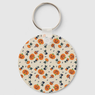 Porte-clés Mignons citrouilles d'Halloween et motif de chats
