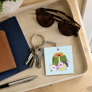 Porte-clés Mignons Inséparables Fleurs Tropicales Oiseau Roma