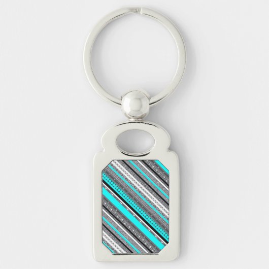 Porte-clés Mignons motifs aztèques gris aqua (Devant)