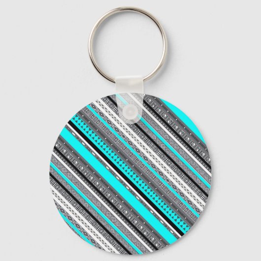 Porte-clés Mignons motifs aztèques gris aqua (Recto)