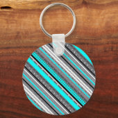 Porte-clés Mignons motifs aztèques gris aqua (Recto)