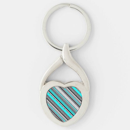 Porte-clés Mignons motifs aztèques gris aqua (Devant)