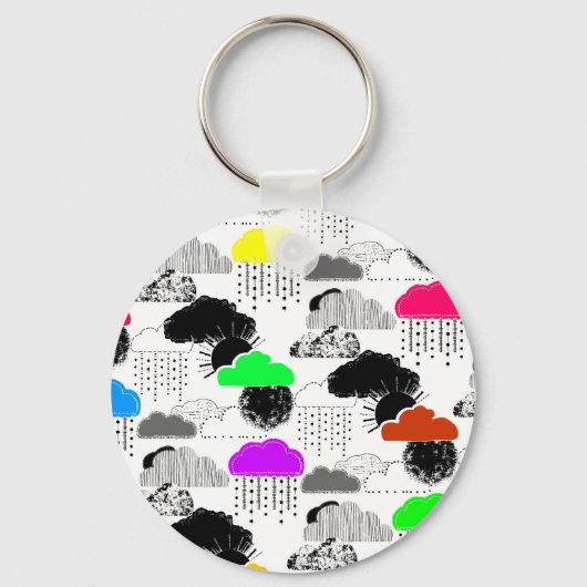 Porte-clés Mignons nuages colorés motif (Recto)