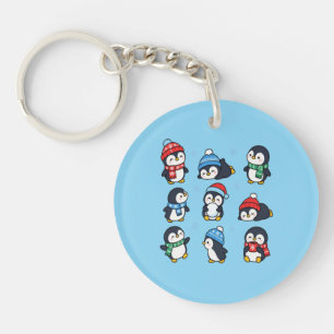 Porte-clés Mignons pingouins de Noël Kawaii Hiver Flocons de